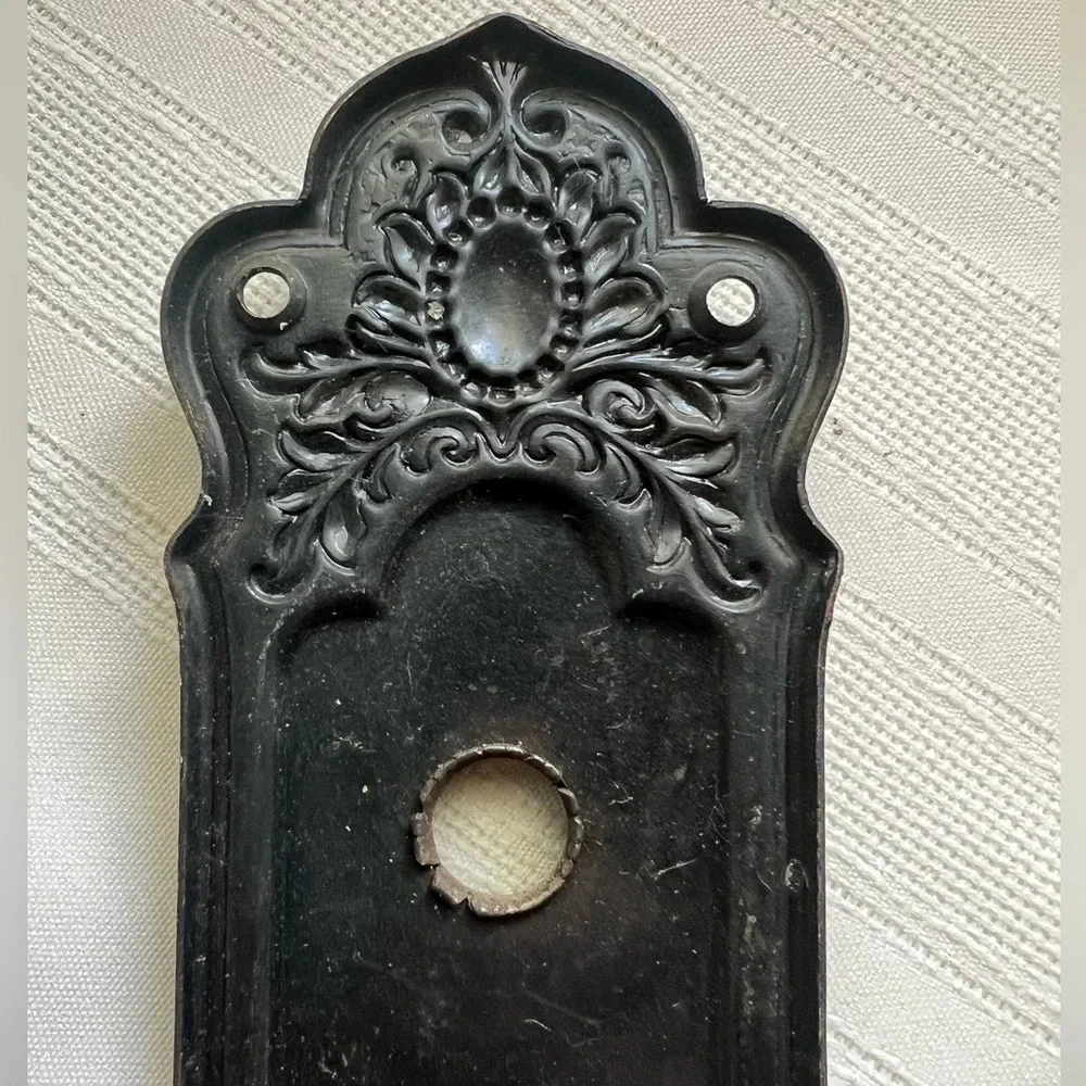 Vintage Ornate Knob Plate Reclaimed Decorative Early 1900s 8” Long